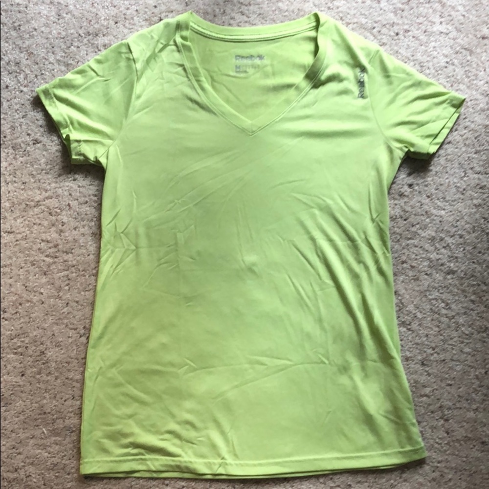 Reebok, v-neck neon green tee